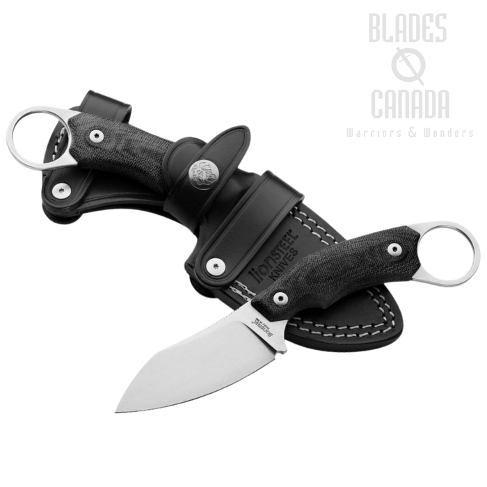 Lion Steel H1GBK Skinner M390 Fixed Blade, G10 Black, Leather Sheath, H1 GBK